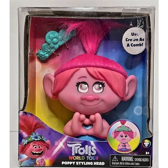 NIB TROLLS WORLD TOUR POPPY STYLING HEAD - Picture 2 of 3